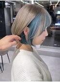 ブルーカラー/インナーカラー/ホワイトブロンド