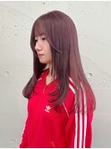 松尾菫菜/レイヤーカット/ラベンダーピンク/韓国ヘア