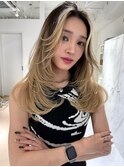 ハイライトカラーミルクティーベージュケアブリーチダブルカラー