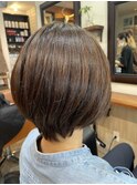 レイヤーボブ　ベージュマットブラウン
