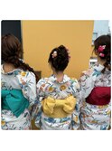 浴衣着付け、ヘアセット、メイク