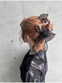 個性派　リボンヘアアレンジ　
