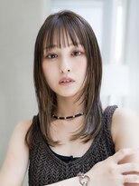 ギークス(GEEKS) 【GEEKS渋谷】顔周りレイヤー/伸ばしかけロング/グレージュ/小顔