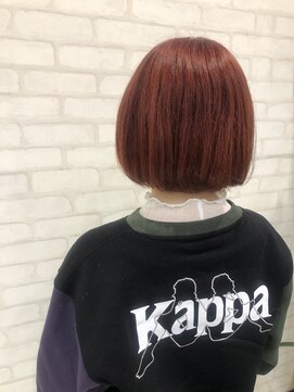 ビス ヘア アンド ビューティー 西新井店(Vis Hair＆Beauty) 派手髪/レッド/赤髪/ケアブリーチ/艶カラー/ハイトーン/ボブ