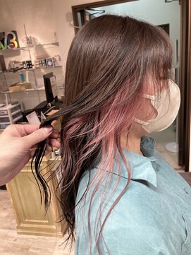 コワファーストナガサキシャンプーボーイ(COIFF1RST NAGASAKI SHAMPOO BOY) インナーカラーペールピンク