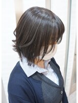 ムゥフ ヘアーアンドアイラッシュ(mouf hair&eyelash)&nbsp;くびれボブ×ハイライト×グレージュ