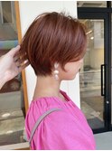 カシスピンクxボーイッシュ女子xかきあげバング大人ショートボブ