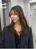 レイヤーカット韓国レイヤー2wayバング_黒髪ボブルフネビージュ