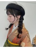 編みおろし×ベレー帽でおしゃれヘア
