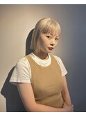 ブロンドベージュ/ダブルカラー/切りっぱなしボブ/千歳美容室
