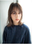 抜け感が出るうざバング×結べるボブ×マロンベージュ