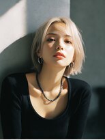 ロッソ 大橋店(Rosso) センター分けのプラチナベージュボブ【大橋】