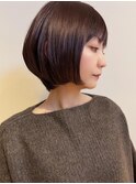 美人グラデーションボブ/グレージュカラー/ぱっつん前髪