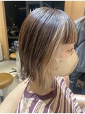 切りっぱなしボブ×インナーカラー