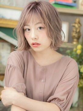 カバーヘア ブリス 大宮西口(COVER HAIR bliss) ■ミルクティーピンクくせ毛風大人ボブ17★大宮10代20代30代