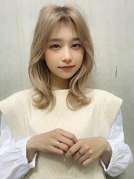 アコテアット ヘア(acote @) 斜めバング/グレージュカラー/シルキーベージュ/韓国/渋谷