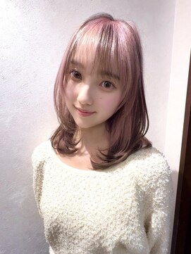 アース コアフュールボーテ 熊谷店(EARTH coiffure beaute) ホワイトピンク_カチューシャカラー_エンドカラー_ハイトーン