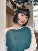 【ぱっつん前髪×ボブ】#髪質改善#ブリーチなし#レイヤー#韓国