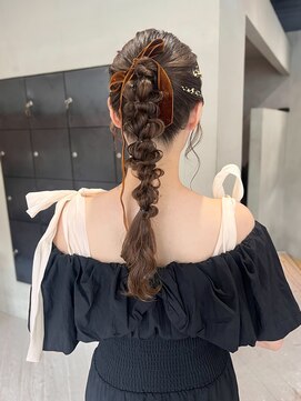 ヘアー アイス ルーチェ(HAIR ICI LUCE) ２０代人気！ゆるふわあみ下ろしヘアセット結婚式ヘアセット中西