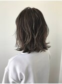 切りっぱなしボブパーマアッシュグレージュ