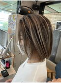 #黒髪#ボブルフ#ネビージュ#小顔#ワンレン