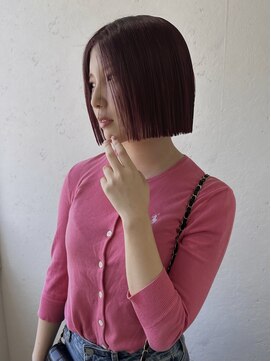 ヘアースタジオゼン アドバンス(hair studio Zen advance) ブリーチ無し暖色系カラーの切りっぱなしボブ