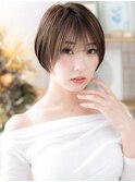 透け感バレイヤージュ前下がり丸みショートc4大宮20代30代40代