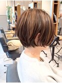 ボブ/ショートボブ/ハイライト/40代/50代/大人女性/白髪ぼかし