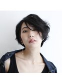 【大人黒髪ショートボブ】無造作パーマ×前下がり《Cura山口》