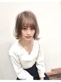 大人可愛い小顔外ハネボブ☆アッシュグレージュ【Linona】