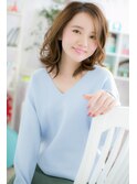 かきあげ前髪でこなれヘア♪くせ毛風ゆるふわミディa1