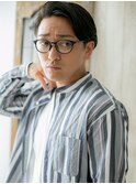 ダークアッシュ七三オールバックセミウェットヘアP