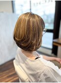 丸みボブ,ハイライト,軽いボブ,大人ボブ