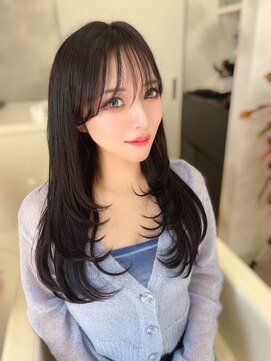 サンド 鹿児島中央(sand) 黒髪/グレーベージュ/レイヤーロング/前髪パーマ[鹿児島中央駅]