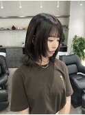 ボブレイヤー×大人ブラウンカラー×顔周りカット