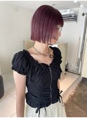 切りっぱなしボブ 顔まわりデザイン pink color