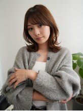 ログ 高松木太店(Log)&nbsp;ミディアム/レイヤー/ブリーチなしダブルカラー/くすみべージュ