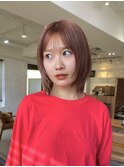 顔周りカット 似合わせ 暖色カラー ピンク 美髪カラー