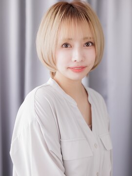 カバーヘア ブリス 上尾西口店(COVER HAIR bliss) ハイトーンカラーブロンド金髪ひし形レイヤーボブ10代20代Y上尾