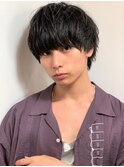 刈り上げセンターパートフェザーパーマサーフカール