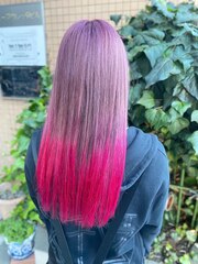 【派手髪】pink ash × vivid pink gradation【グラデーション】