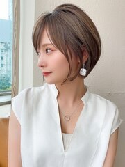 20代30代40代大人可愛い 小顔 丸みショートボブヘルシースタイル