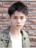 ソフトツイストパーマハーフアップバング刈り上げツーブロック