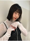 【大阪駅西梅田】重め前髪でモードカジュアルな黒髪オン眉ボブ