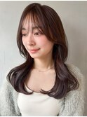 斜めバング美髪デジタルパーマこなれヘアシースルーバング