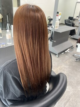 ガルボヘアー 桟橋店(garbo hair) ピンクベージュ　オイルストレート　艶髪