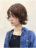 ダークパープル/レイヤーボブ/顔周りレイヤー/ミルクブラウン