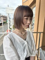 ハピネス 西大寺店(Happiness)&nbsp;ぱつっとボブ 顔周りレイヤー ミルクティーベージュ