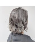 ★アッシュグレー/ボブパーマ/ダブルカラー/透明感カラー/金沢