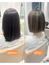 リアルなビフォーアフターで叶える ー5歳のカラースタイル　明るい白髪染め　ハイライト　髪質改善　10選
